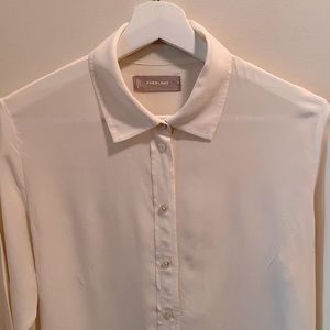 Everlane The Clean Silk Relaxed Shirt Beige Size 4